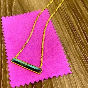 48.) New Genuine Malagasy Labradorite Gemstone Bar Necklace